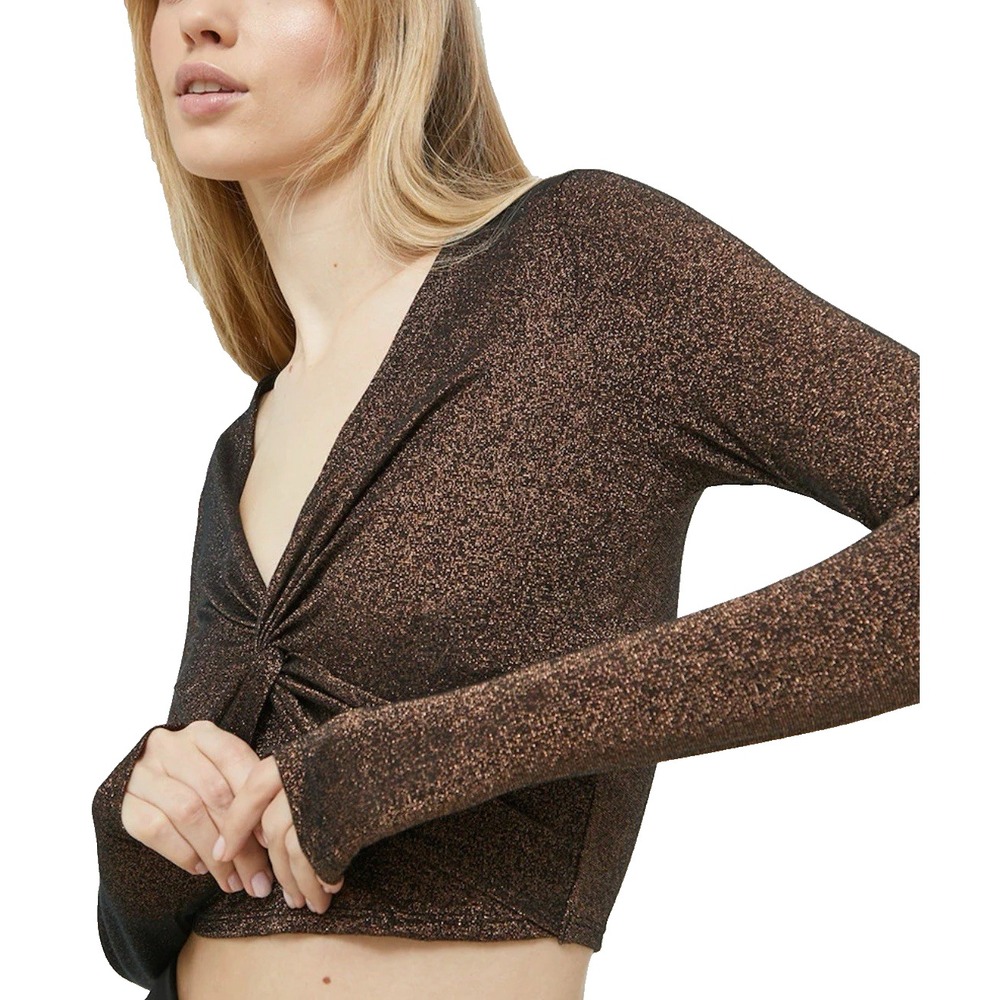 NEW Abercrombie & Fitch Womens XL Twist Front Crop Top‎ Chocolate Brown MSRP $50